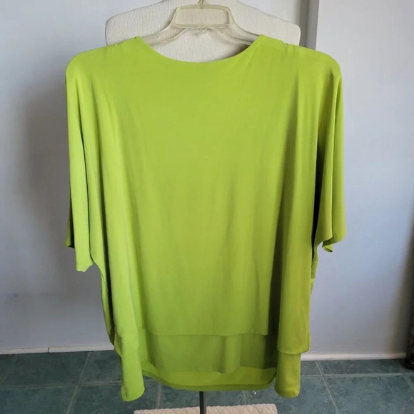 Clearance - SIMONTON Says Lime Green Drop Neck Tunic (Plus Size: 2X) - Picture 4 of 10
